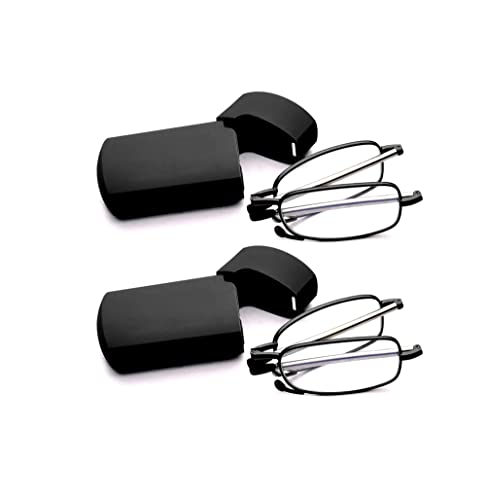 GOOSEN 2-Pack Reading Glasses Men Women, Pocket Wallet Purse Compact Hard Cases Folding Readers, Blue light Glasses Spring Hinge 1.5 x - Image 1