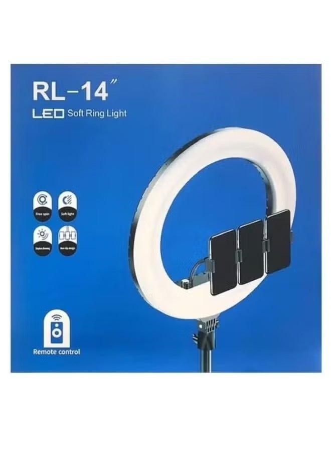 Easy Shop 14-Inch Ring Light RL-14 with Tripod Stand and Remote Control LED Selfie Light for Video Recording Streaming Photography Black - Image 1