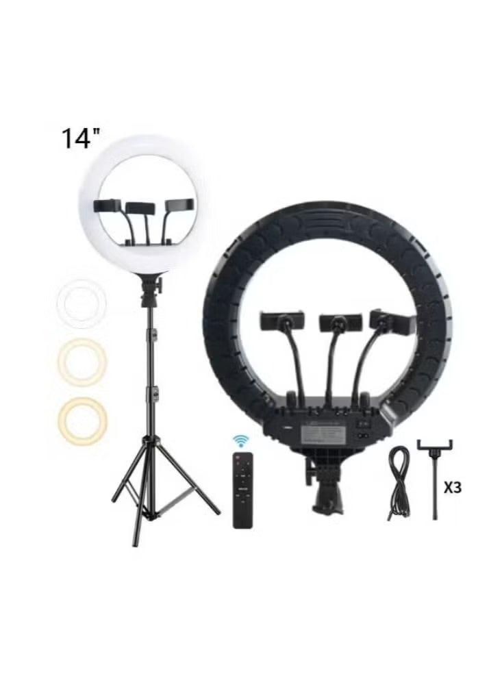Easy Shop 14-Inch Ring Light RL-14 with Tripod Stand and Remote Control LED Selfie Light for Video Recording Streaming Photography Black - Image 3