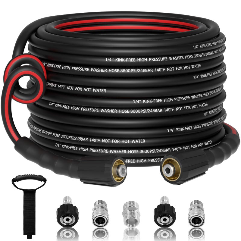 VIVIDWASH Flexible 14 Pressure Washer Hose 50FT3600PSI Kink Resistant Power Washer Replacement Hose with LeakFree M2214mm38 Quick Connect KitUsed for Extension - Image 2