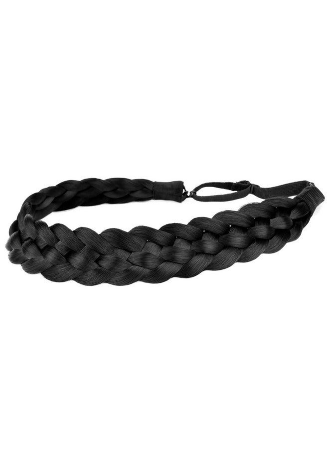 DIGUAN 5 Strands Synthetic Hair Braided Headband Classic Chunky Wide Plaited Braids Elastic Stretch Hairpiece Women Girl Beauty Accessory 56G (Black) - Image 4
