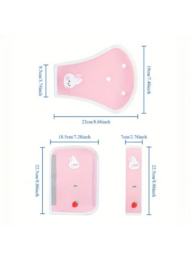 Child Car Seat Belt Adjuster 2 Pieces Set Cute Rabbit Shoulder and Abdomen Protector Comfortable Safety Belt Cover - Image 5