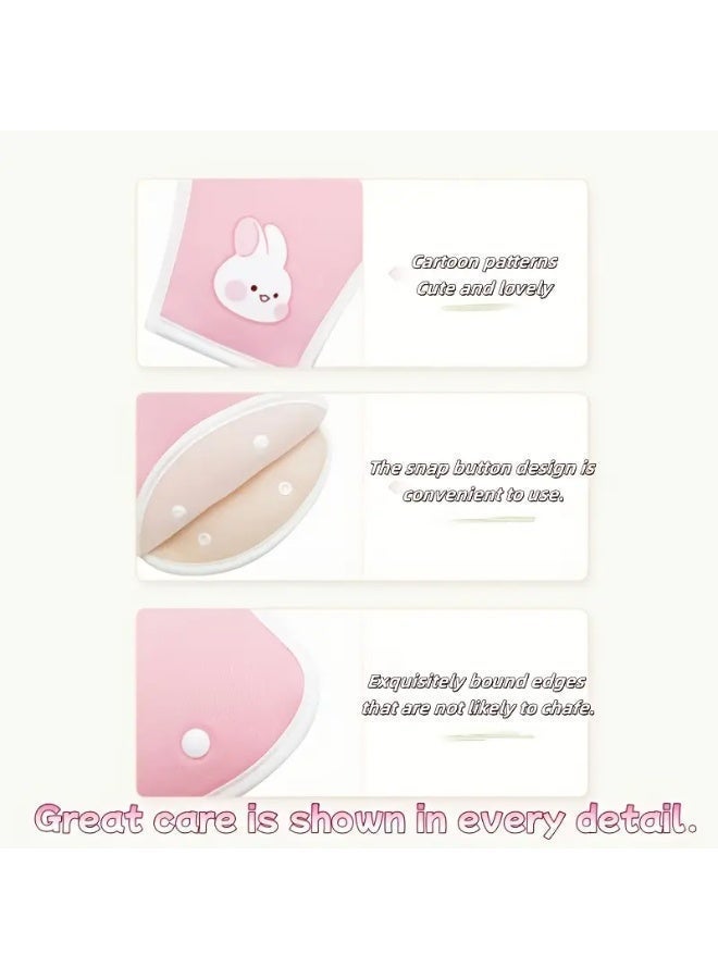 Child Car Seat Belt Adjuster 2 Pieces Set Cute Rabbit Shoulder and Abdomen Protector Comfortable Safety Belt Cover - Image 3