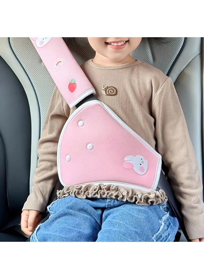 Child Car Seat Belt Adjuster 2 Pieces Set Cute Rabbit Shoulder and Abdomen Protector Comfortable Safety Belt Cover - Image 1