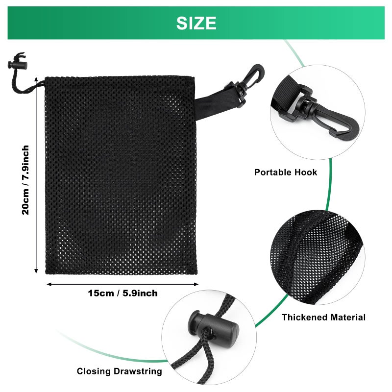 Riuog 10 PCS With Clips Mesh Drawstring Bags, Portable Nylon Storage Bags for toy,Sports Storage,Outdoor activities etc. (5.9x7.9in) - Image 2