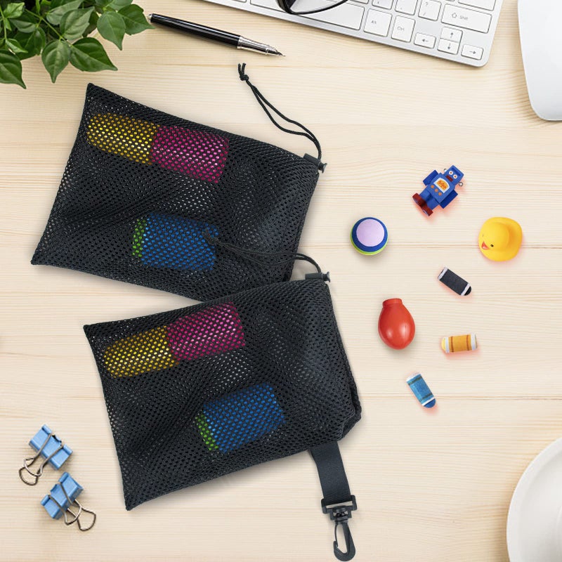 Riuog 10 PCS With Clips Mesh Drawstring Bags, Portable Nylon Storage Bags for toy,Sports Storage,Outdoor activities etc. (5.9x7.9in) - Image 5