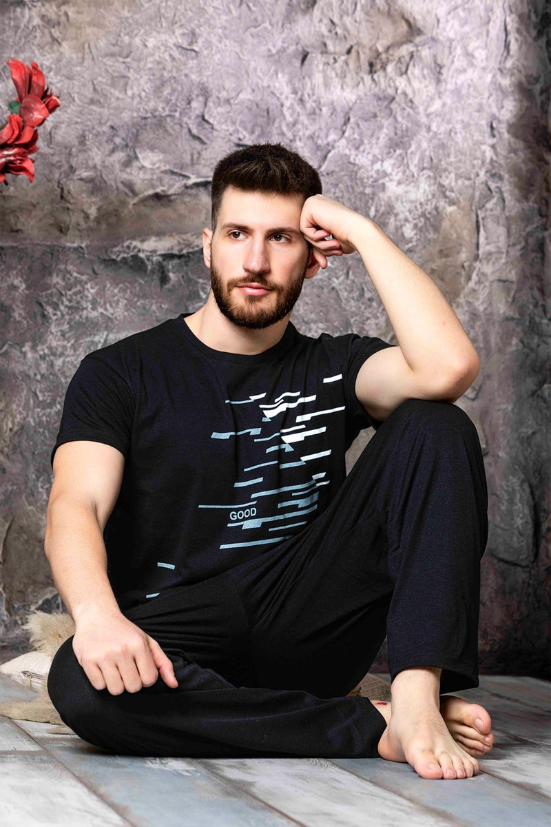 Nisanca Summer Short Sleeve 100% Cotton Men's Pajamas Set  - Image 1