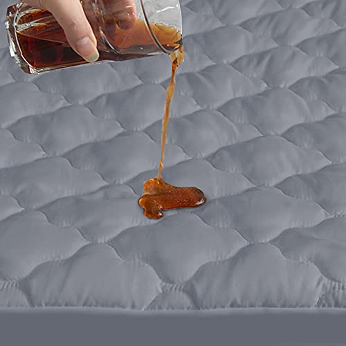 Biloban Crib Mattress Protector Sheets Fitted Waterproof Crib Mattress Pad Cover, Noiseless & Machine Wash 100% Absorbent Crib/Toddler Mattress Protector Sheet Quilted, Gray, 52" x 28" - Image 2