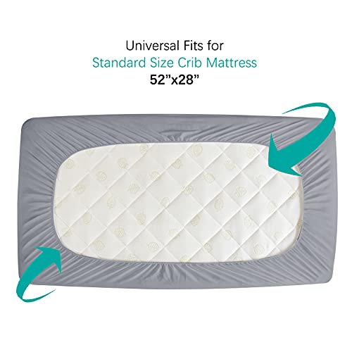 Biloban Crib Mattress Protector Sheets Fitted Waterproof Crib Mattress Pad Cover, Noiseless & Machine Wash 100% Absorbent Crib/Toddler Mattress Protector Sheet Quilted, Gray, 52" x 28" - Image 5