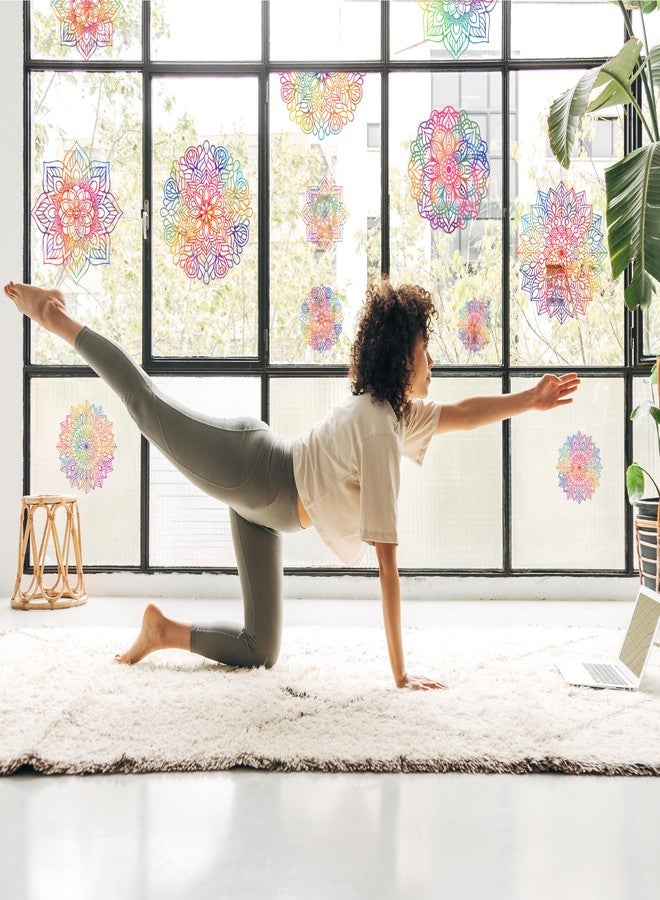 YIMEHDAN Watercolor Mandala Wall Decal, Lotus Flower Vinyl Wall Stickers, Removable Heart Chakra Artwork for Yoga Meditation Living Room Bedroom Window Decor - Image 3