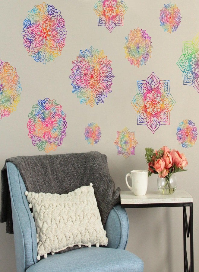 YIMEHDAN Watercolor Mandala Wall Decal, Lotus Flower Vinyl Wall Stickers, Removable Heart Chakra Artwork for Yoga Meditation Living Room Bedroom Window Decor - Image 5