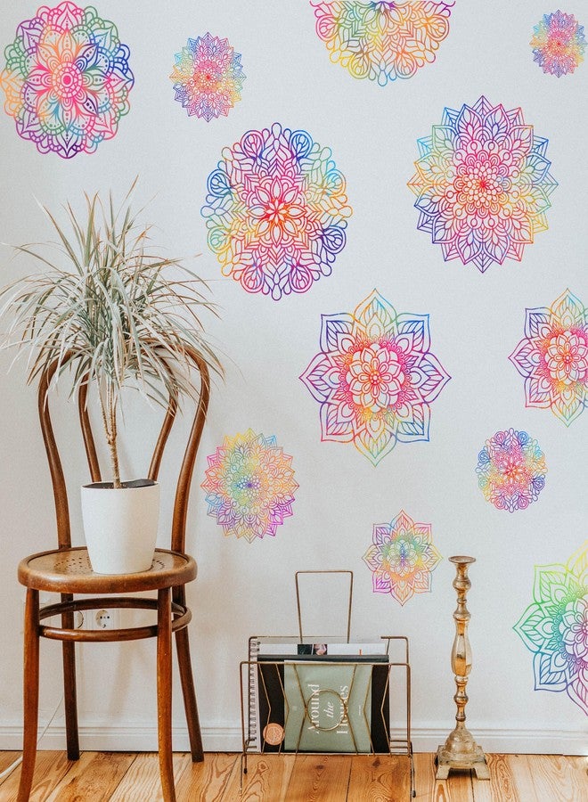 YIMEHDAN Watercolor Mandala Wall Decal, Lotus Flower Vinyl Wall Stickers, Removable Heart Chakra Artwork for Yoga Meditation Living Room Bedroom Window Decor - Image 1