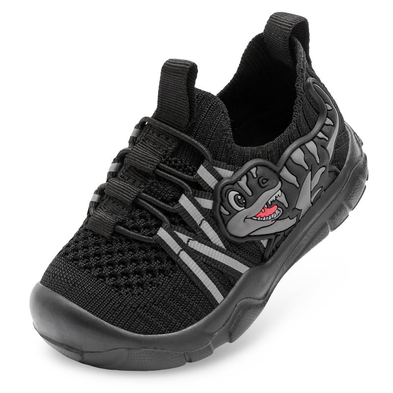 FEETCITY Toddler Boys Shoes Wide Toddler Shoes Infant Walking Shoe Lightweight Kids Slip On Shoe Girls Sneakers Size 8 Black - Image 1
