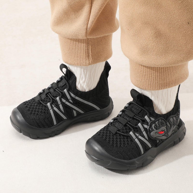 FEETCITY Toddler Boys Shoes Wide Toddler Shoes Infant Walking Shoe Lightweight Kids Slip On Shoe Girls Sneakers Size 8 Black - Image 3
