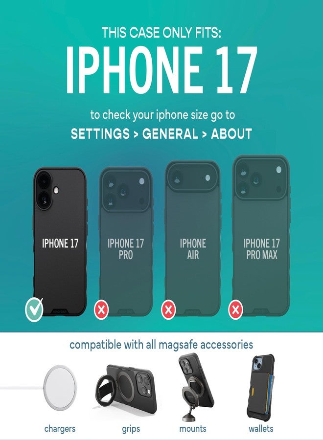 سمارتيش جراب Smartish® MagSafe لهاتف iPhone 17 - جراب Gripmunk المغناطيسي النحيف [خفيف الوزن + واقي] غطاء قبضة رفيع مع بطانة من الألياف الدقيقة لهاتف Apple iPhone 17 - Black Tie Affair - Image 5