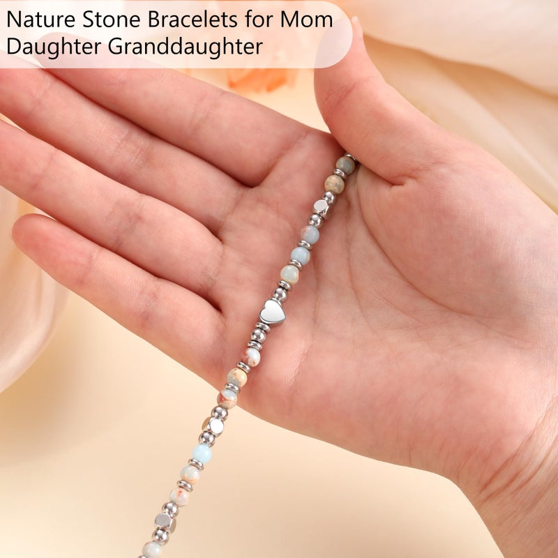 HiStock Valentines Day Gifts for Daughter, Daughter Gifts from Mom Nature Stone Bead Bracelets for Teens Jewelry Birthday Gift for Her Teens - Image 3