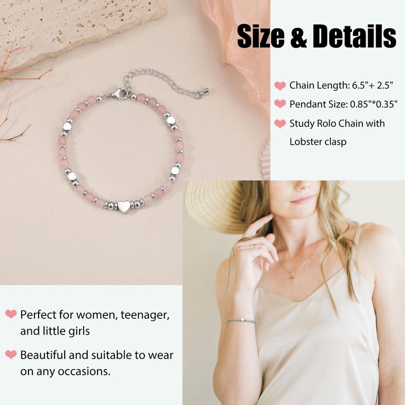 HiStock Valentines Day Gifts for Daughter, Daughter Gifts from Mom Nature Stone Bead Bracelets for Teens Jewelry Birthday Gift for Her Teens - Image 5