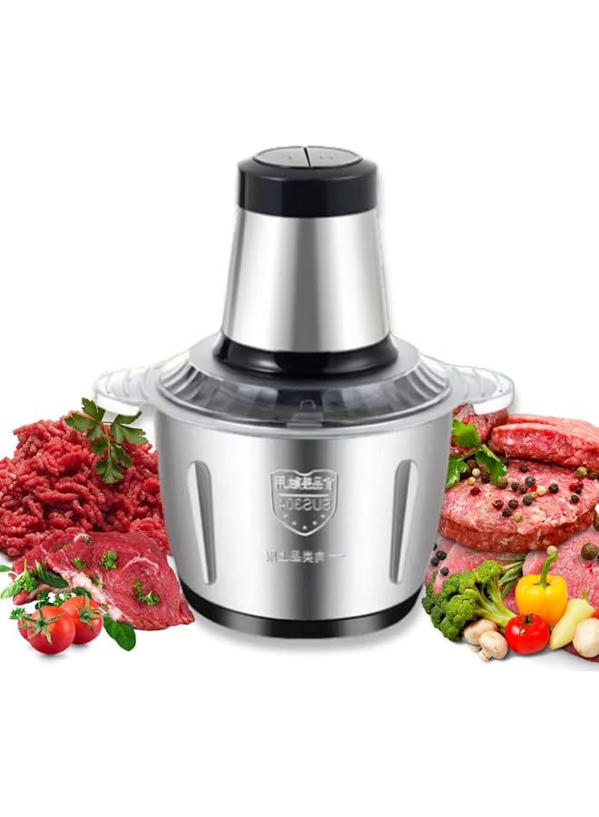 إيروريكس مفرمة لحوم كهربائية 3 لتر من الفولاذ المقاوم للصدأ مفرمة لحوم كهربائية 500 وات محضر طعام للحوم والخضروات والفواكه والمكسرات 3 لتر أسود - Image 1