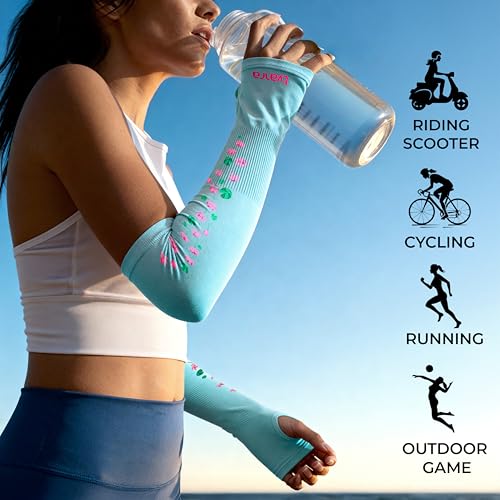 TVARRA Anti-Tan Fingerless Arm Sleeves for Women|UV Protection Hand Cover Sleeves for Bike Riding, Running & Outdoor Use,Dust & Summer Protection Arm Sleeves (1, Mint Green) - Image 4