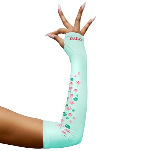 TVARRA Anti-Tan Fingerless Arm Sleeves for Women|UV Protection Hand Cover Sleeves for Bike Riding, Running & Outdoor Use,Dust & Summer Protection Arm Sleeves (1, Mint Green) - Image 1