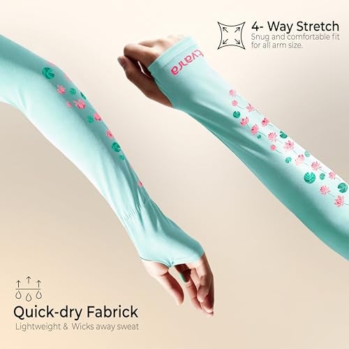 TVARRA Anti-Tan Fingerless Arm Sleeves for Women|UV Protection Hand Cover Sleeves for Bike Riding, Running & Outdoor Use,Dust & Summer Protection Arm Sleeves (1, Mint Green) - Image 3
