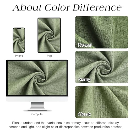 Naturoom Sage Green Shower Curtain, Neutral Linen Boho Farmhouse Rustic Vintage Country Spring Summer Themed Bath Decor Weighted Fabric Green Minimalist Cloth Shower Curtains for Bathroom, 72Wx72H - Image 4