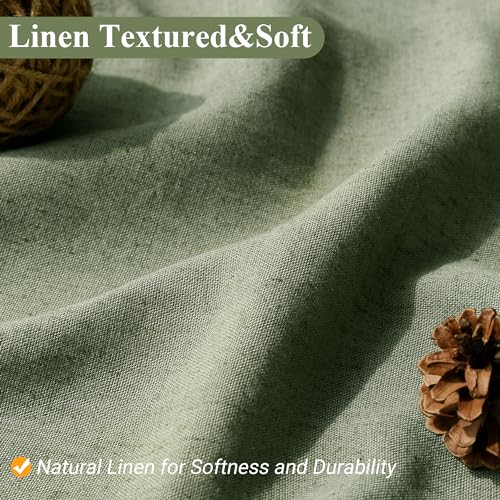 Naturoom Sage Green Shower Curtain, Neutral Linen Boho Farmhouse Rustic Vintage Country Spring Summer Themed Bath Decor Weighted Fabric Green Minimalist Cloth Shower Curtains for Bathroom, 72Wx72H - Image 3