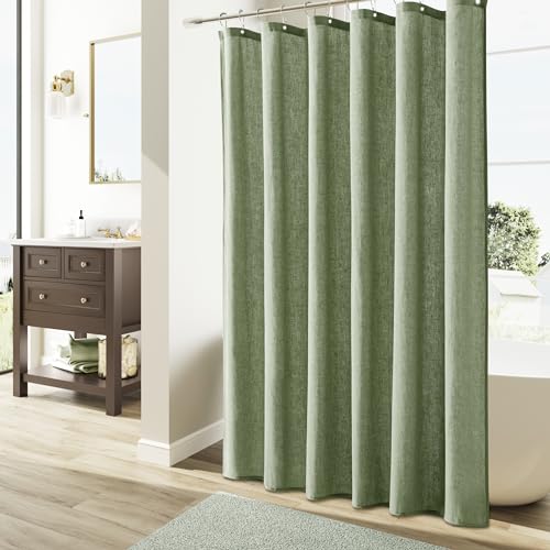 Naturoom Sage Green Shower Curtain, Neutral Linen Boho Farmhouse Rustic Vintage Country Spring Summer Themed Bath Decor Weighted Fabric Green Minimalist Cloth Shower Curtains for Bathroom, 72Wx72H - Image 2