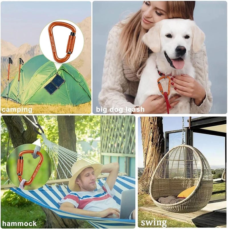 QIWYMHW Auto Locking Carabiner 25kN UIAA Certified â€“ Heavy Duty Climbing Carabiner for Rappelling, Hammock, Rescue, Swing, Dog Leash, Safety Gear, Outdoor Equipment - Image 5
