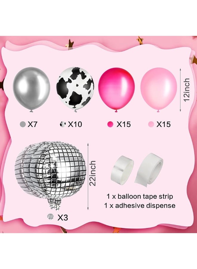Bonuci 50 Pcs Cow Print Balloon Disco Ball Balloons Western Cowgirl Party Round Disco Balloons for Cowgirl Party 4D Metallic Balloons Foil Mirror Balloon for Cowgirl Theme Party Decorations with Ribbon Tape - Image 5