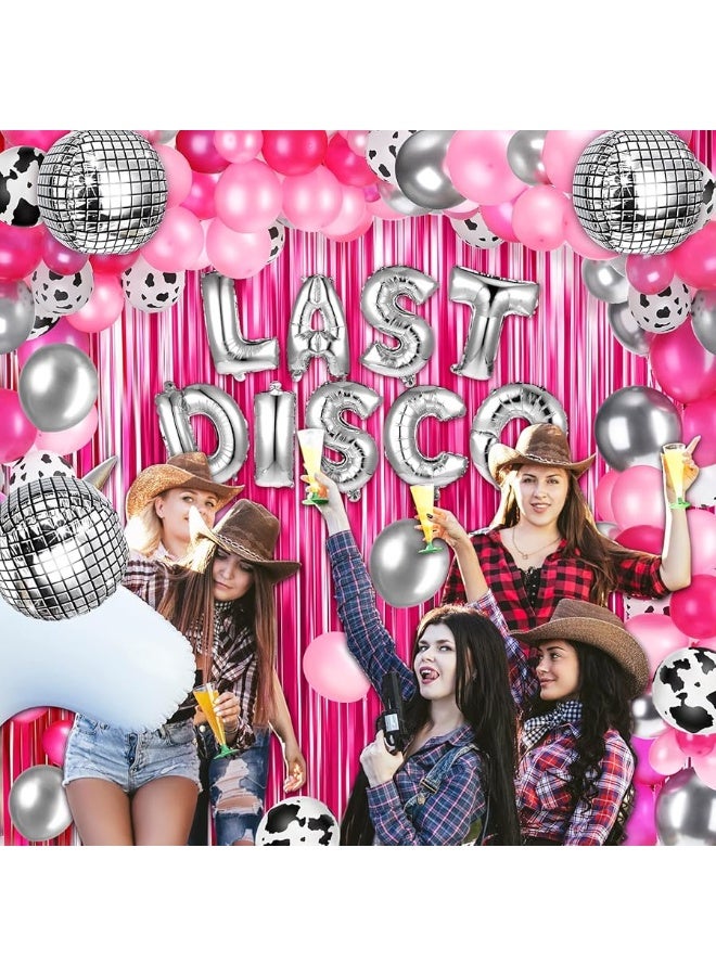 Bonuci 50 Pcs Cow Print Balloon Disco Ball Balloons Western Cowgirl Party Round Disco Balloons for Cowgirl Party 4D Metallic Balloons Foil Mirror Balloon for Cowgirl Theme Party Decorations with Ribbon Tape - Image 1