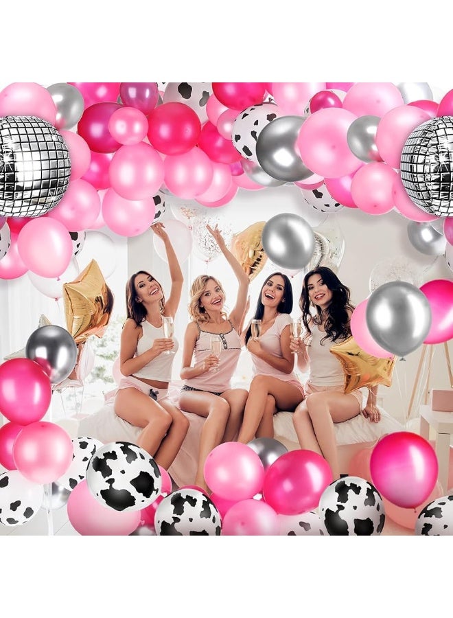 Bonuci 50 Pcs Cow Print Balloon Disco Ball Balloons Western Cowgirl Party Round Disco Balloons for Cowgirl Party 4D Metallic Balloons Foil Mirror Balloon for Cowgirl Theme Party Decorations with Ribbon Tape - Image 4