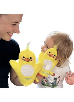 TruKid Bubbleglove Bath Wash Glovessponge Hand Puppet For Kids & Toddler Bath Sponge & Baby Washcloth Mitt For Kids & Adults Body Scrubber For Mommy & Me Duck Designed Set Of 2  - Image 1
