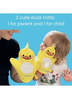 TruKid Bubbleglove Bath Wash Glovessponge Hand Puppet For Kids & Toddler Bath Sponge & Baby Washcloth Mitt For Kids & Adults Body Scrubber For Mommy & Me Duck Designed Set Of 2  - Image 3