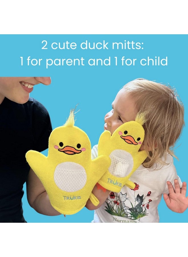TruKid Bubbleglove Bath Wash Glovessponge Hand Puppet For Kids & Toddler Bath Sponge & Baby Washcloth Mitt For Kids & Adults Body Scrubber For Mommy & Me Duck Designed Set Of 2 - Image 3