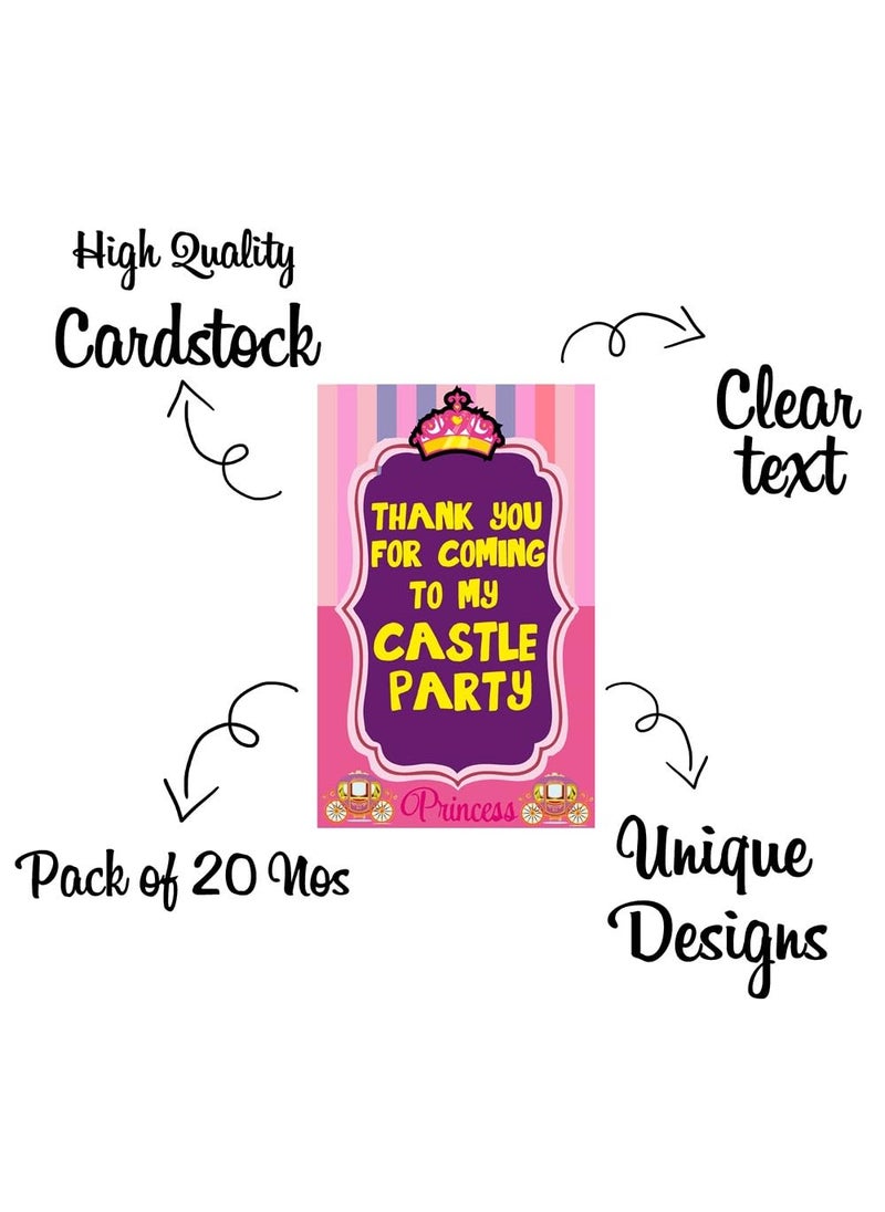 Balloonistics Balloonistics Princess Girls Theme Thank You Tags Thank u Cards for Return Gifts (20 Nos Cards and Glue Dots)  - Image 5