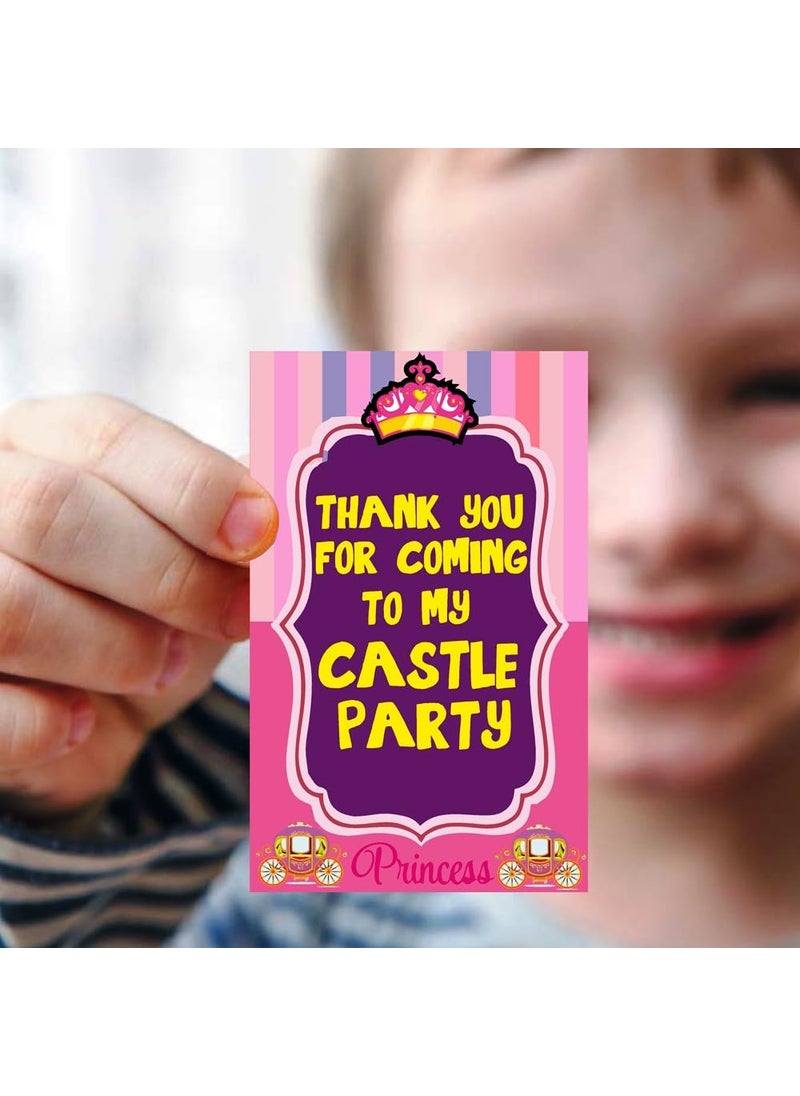 Balloonistics Balloonistics Princess Girls Theme Thank You Tags Thank u Cards for Return Gifts (20 Nos Cards and Glue Dots)  - Image 1