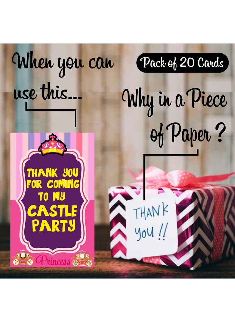 Balloonistics Balloonistics Princess Girls Theme Thank You Tags Thank u Cards for Return Gifts (20 Nos Cards and Glue Dots)  - Image 2