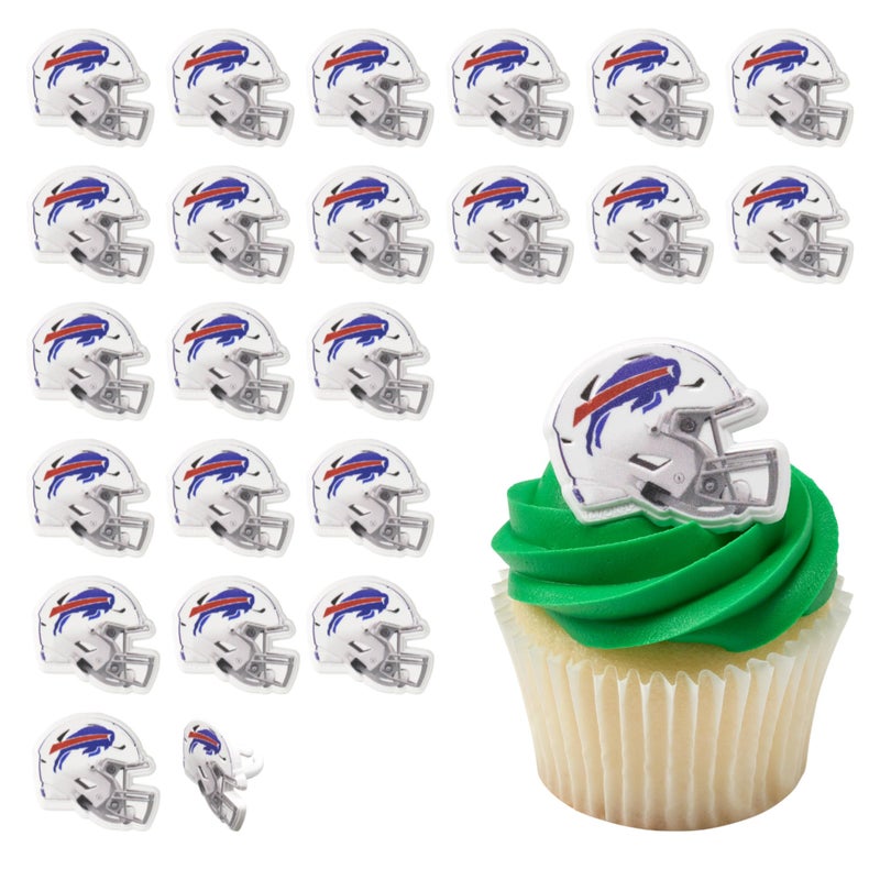 DecoPac DecoPac NFL Buffalo Bills Helmet Rings  24 Football Cupcake Decorations  Officially Licensed  Football Rings  Food Safe Cake Toppers - 24 Pack  - Image 1
