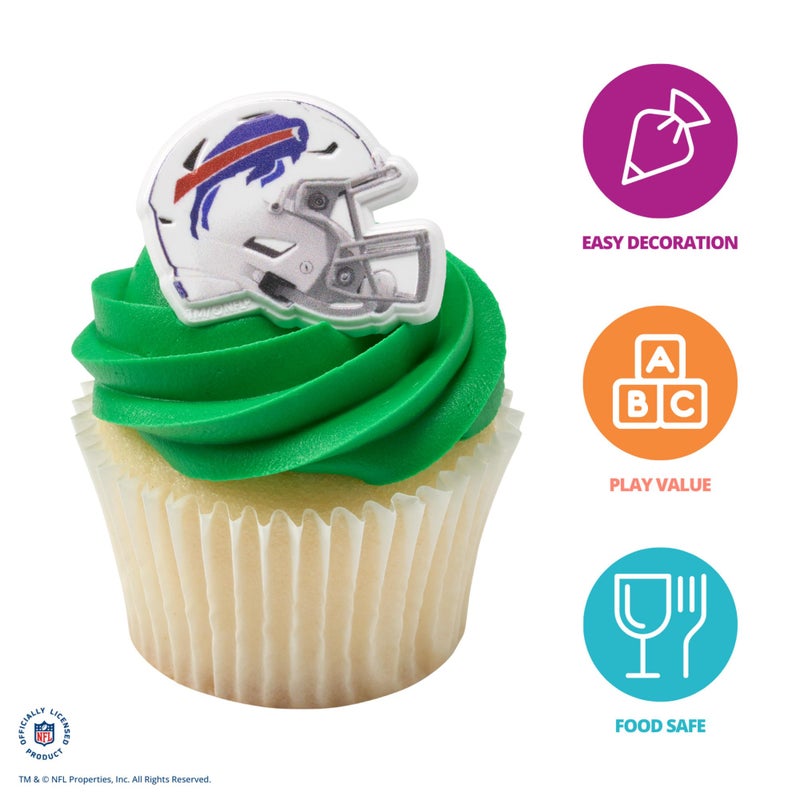 DecoPac DecoPac NFL Buffalo Bills Helmet Rings  24 Football Cupcake Decorations  Officially Licensed  Football Rings  Food Safe Cake Toppers - 24 Pack  - Image 2