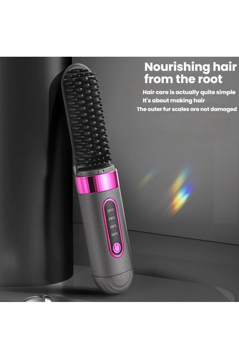 عام مشط كهربائي ليفّ الشعر لاسلكي وقابل لإعادة الشحن، محمول، يبعث أيونات سالبة، يسخن دون إلحاق الضرر بالشعر، لشعر مفرود بسهولة في أي وقت. - Image 1