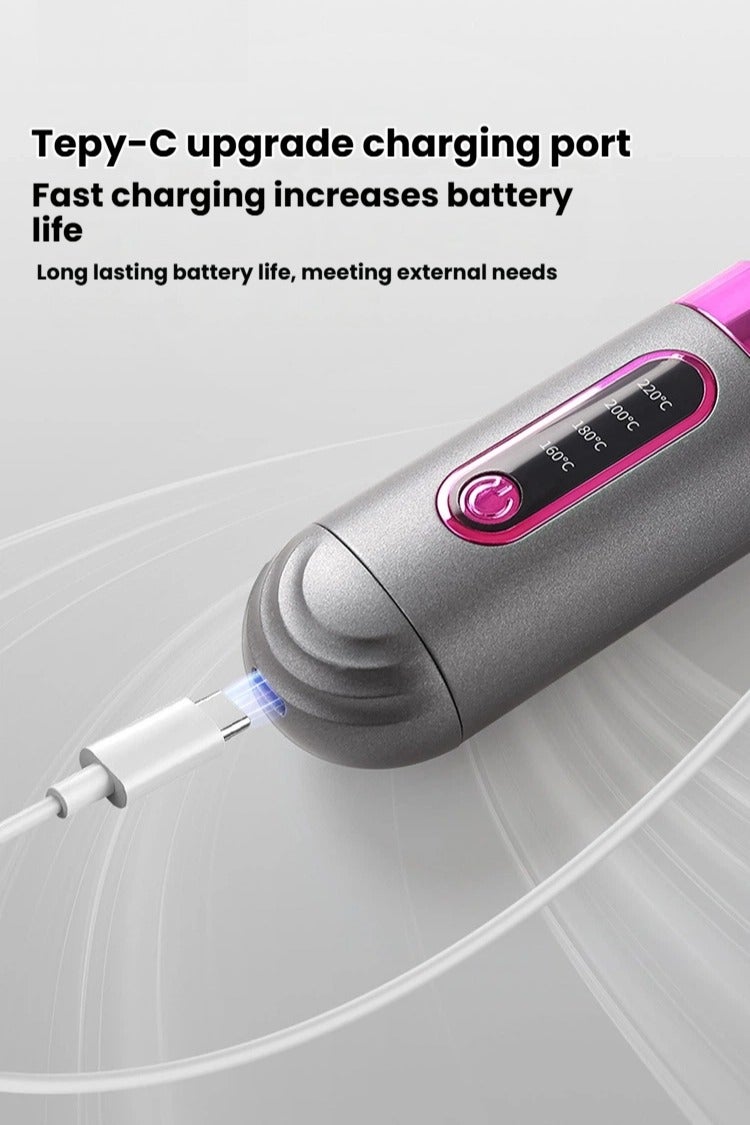 عام مشط كهربائي ليفّ الشعر لاسلكي وقابل لإعادة الشحن، محمول، يبعث أيونات سالبة، يسخن دون إلحاق الضرر بالشعر، لشعر مفرود بسهولة في أي وقت. - Image 3