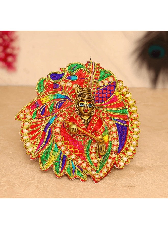 Aksharveda Embroidered Shree Krishna Poshak  – Traditional Laddu Gopal Dress & Shringar - Image 4
