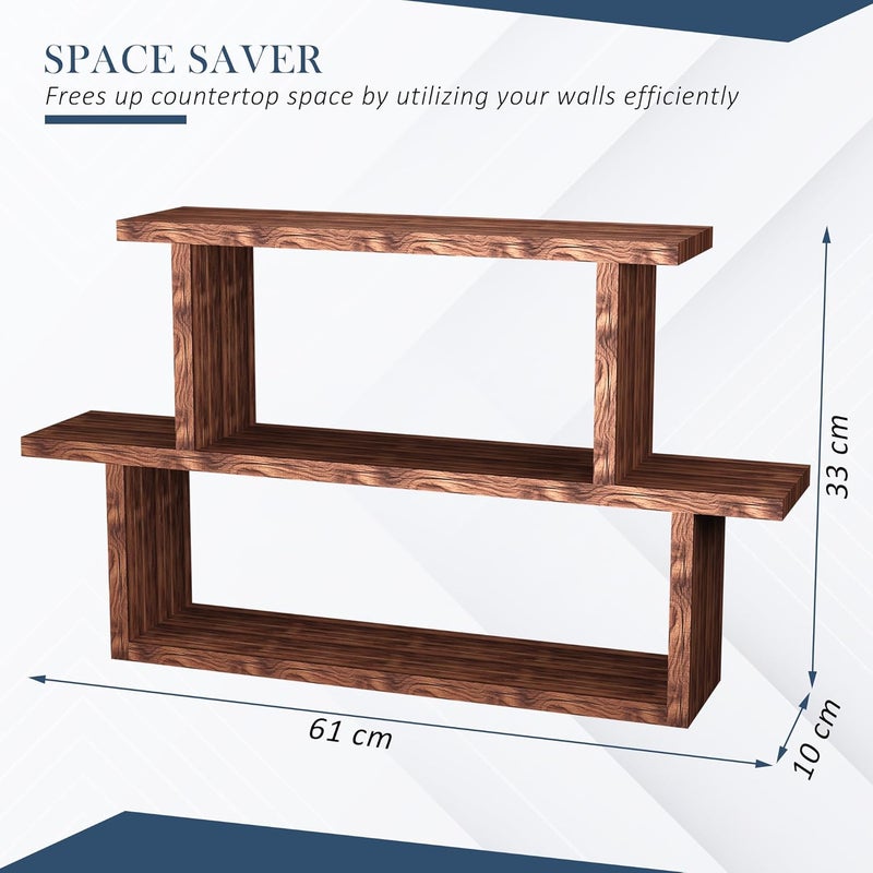 Kuber Industries Mdf Wooden Floating Shelf for Wall | Book Stand Shelf | Wall Stand Holder for Display Unit for Living Room and Home Decor | Brown - Image 2
