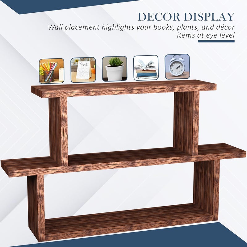 Kuber Industries Mdf Wooden Floating Shelf for Wall | Book Stand Shelf | Wall Stand Holder for Display Unit for Living Room and Home Decor | Brown - Image 5