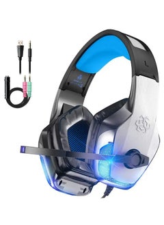 Hunterspider V4 Gaming Headset for Xbox One, PS4, PC, Controller, Noise Cancelling Over Ear Headphones with Mic, LED Light Bass Surround Soft Memory Earmuffs for PS2 Mac  - Image 1