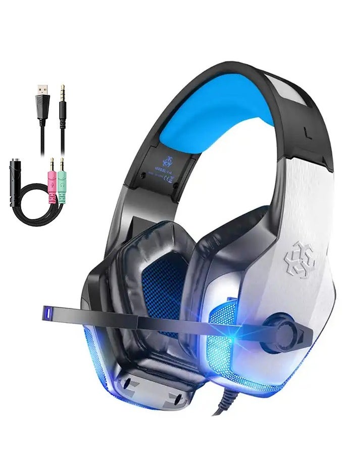 Hunterspider - V4 Gaming Headset for Xbox One, PS4, PC, Controller, Noise Cancelling Over Ear Headphones with Mic, LED Light Bass Surround Soft Memory Earmuffs for PS2 Mac - Image 1