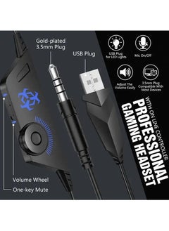 Hunterspider V4 Gaming Headset for Xbox One, PS4, PC, Controller, Noise Cancelling Over Ear Headphones with Mic, LED Light Bass Surround Soft Memory Earmuffs for PS2 Mac  - Image 4