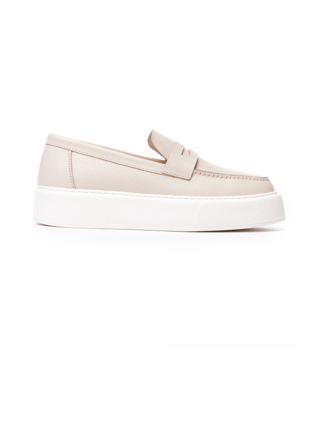 Martin Valen Men's Chunky Leather Loafers in Beige and White - Image 1