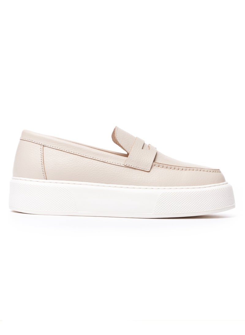 Martin Valen Men's Chunky Leather Loafers in Beige and White - Image 5